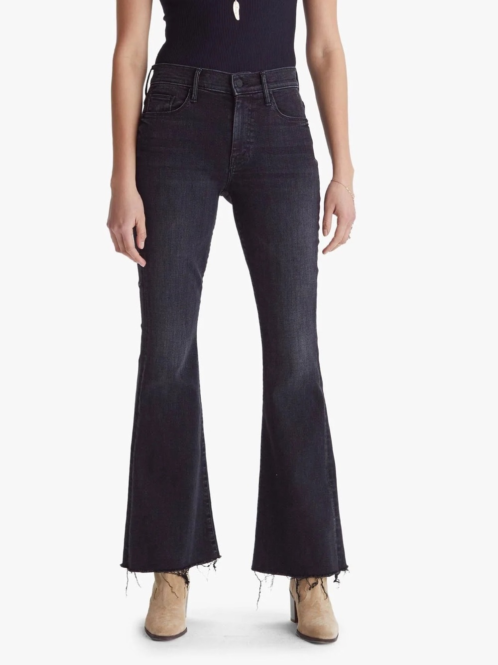 Mother the Weekender Fray in Night Shadow size 30 Flare Raw Hem Casual